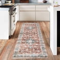 thumbnail image 4 of Vintage Runner Rug – Washable, Non-Slip, Distressed Floral Boho Medallion Carpet for Hallway, Entryway, Kitchen, Living Room, Bedroom, Bathroom – Brick Red, USA, 2x6ft (61x183cm), 4 of 8
