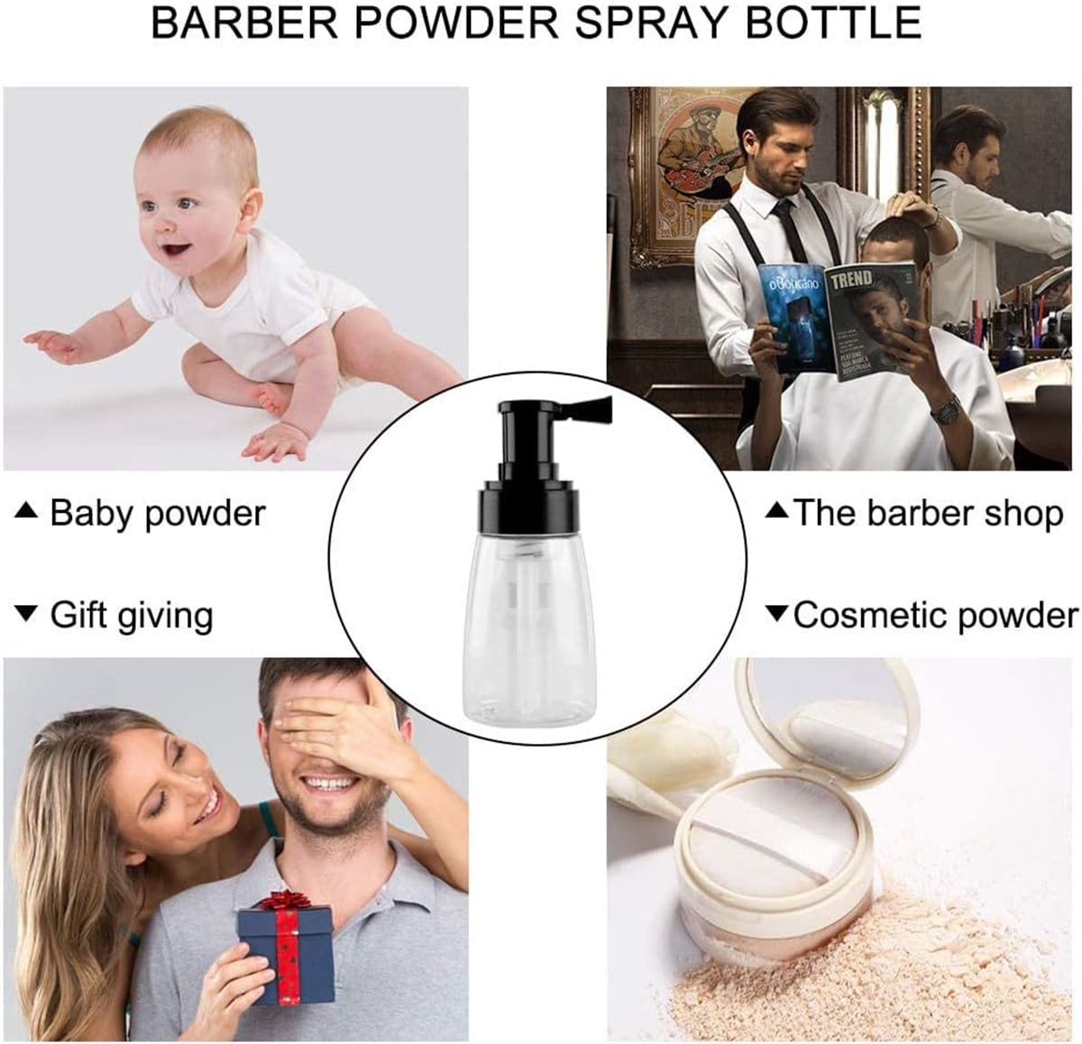 Powder Spray Bottle,Tutuviw 2Pcs 180m Talc and Powder Applying Bottle, Refillable Hair Fiber Applicator,Plastic Powder Storage Holder Travel Size for Hair Salon/Cleaning/Plants/Misting/Skin Care