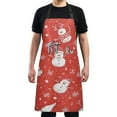 thumbnail image 4 of Yayeee Chief Kitchen Apron with Pockets for Cooking Water Resistant Unisex Adjustable Neck Strap, Red Snowman, 4 of 7