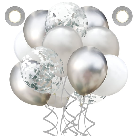 BESTSKY 22 Pcs Round Balloons Shiny Silver Party Decorations
