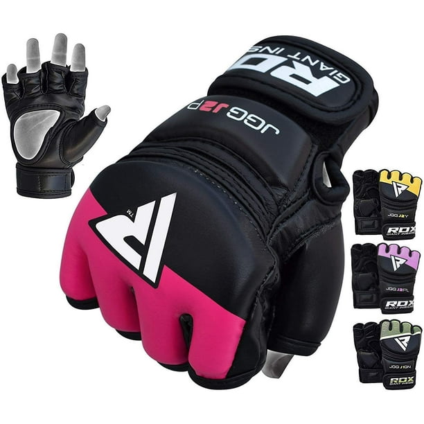 RDX Kids Maya Hide Leather MMA Grappling Gloves UFC Cage Fighting
