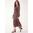 thumbnail image 3 of Ellos Plus Size Smocked Bodice Scoopneck Long Sleeve Tiered Midi Dress, 3 of 3