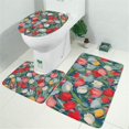 thumbnail image 2 of Pioneer Flower Floral Print Pattern Bathroom Rugs Sets 3 Piece,Toilet Cover Set,Absorbent Non Slip Bathroom Mats Sets with U-Shaped Contour Rug Toilet Rug Set, 2 of 5