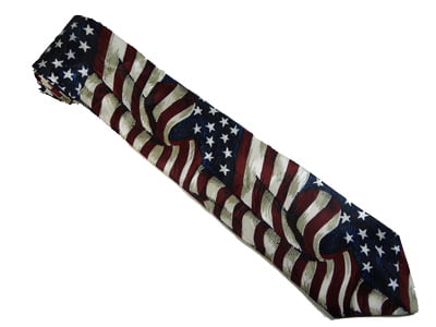 Museum Artifacts Large Waving American Flag Silk Tie 
