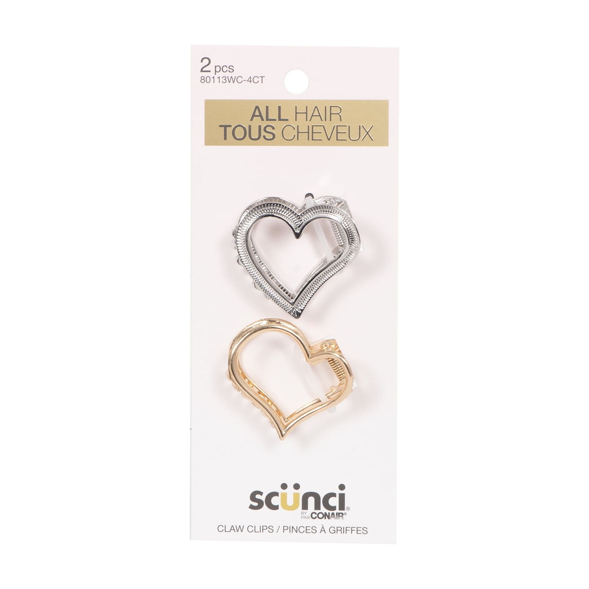 Paquet de 2 pinces à griffes en cœur Scünci