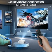 [Built-in APPs] ARTSEA Smart Projector with WiFi and Bluetooth,Tripod Including,2025 Upgrade Android TV OS,4K Support Native 1080P,Keystone Correction,Compatible with Smartphone/Laptop/TV Stick,White