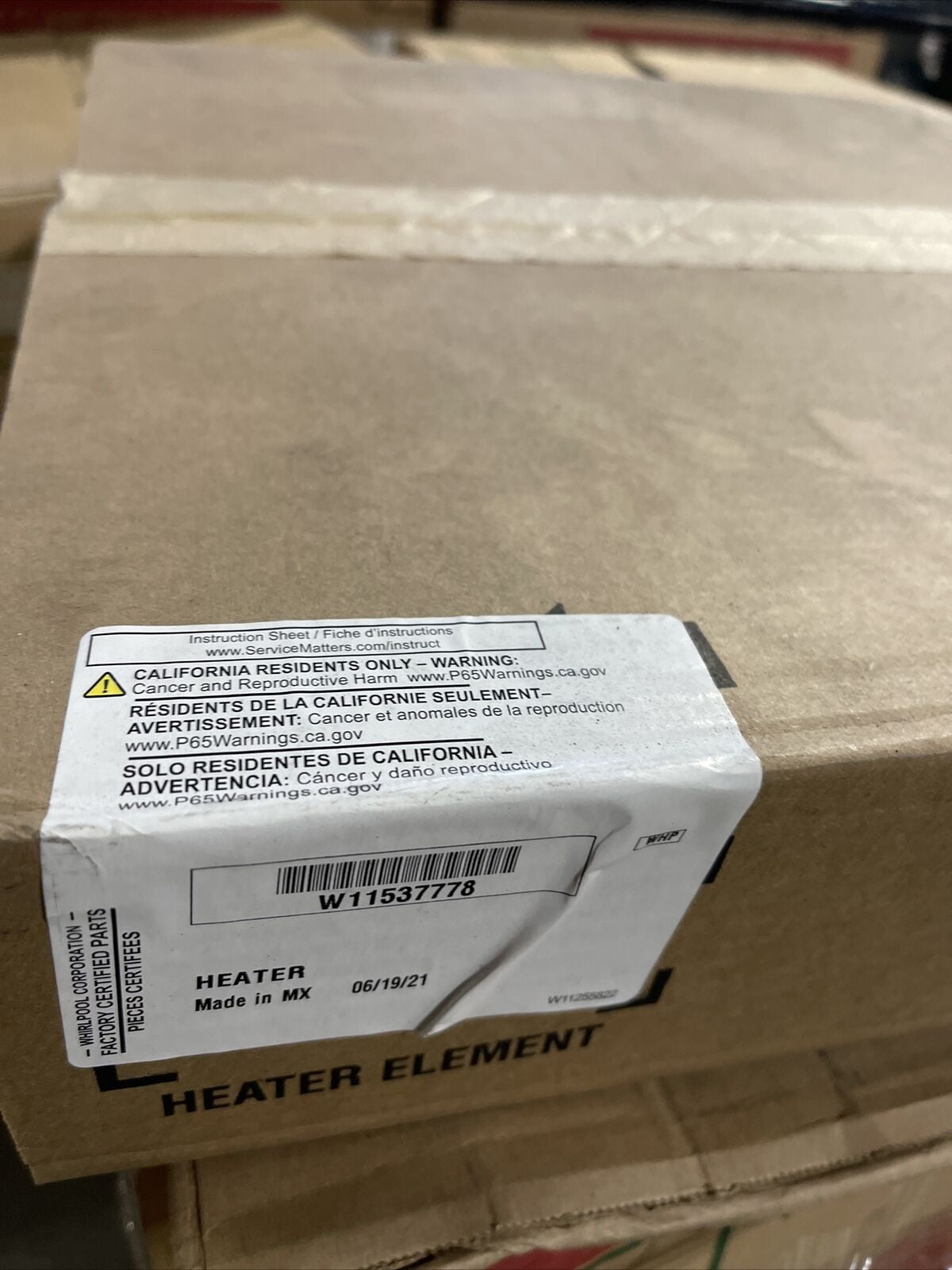 1 Brand NEW Whirlpool Dishwasher Heating Element W11537778