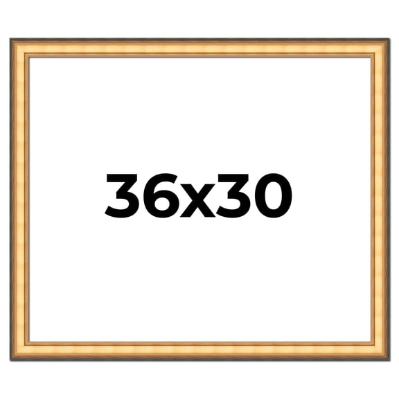 36x30 Frame Gold Plein Aire Solid Wood Picture Frame Width 2 Inches | Interior Frame Depth 0.5