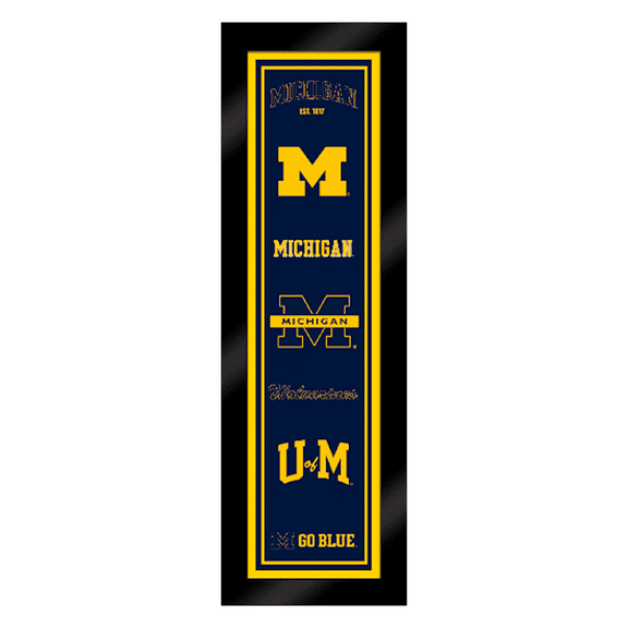 University of Michigan Framed Canvas Panel with Logo History