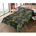thumbnail image 4 of Ambesonne Jungle Fitted & Flat Sheet with Shams 4 Pcs Set, Toucan and Peacock Jungle, Full, Pistachio Green Soft Pink, 4 of 5