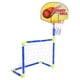 thumbnail image 1 of Soporte de baloncesto portátil, juego de baloncesto de fútbol para niños 2 en 1, portería de fútbol, construido para precisión, 1 of 8