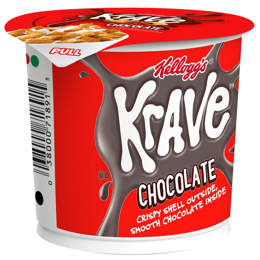 Kellogg's Krave Breakfast Cereal Cup, 7 Vitamins and Minerals, Kids