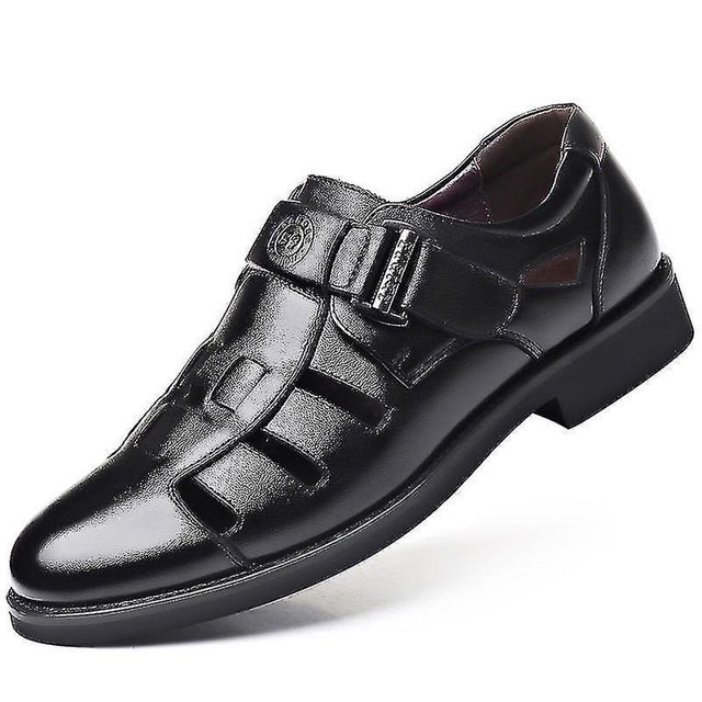 Sandalias de piel de vacuno de verano de cuero transpirable suela suave ahuecada