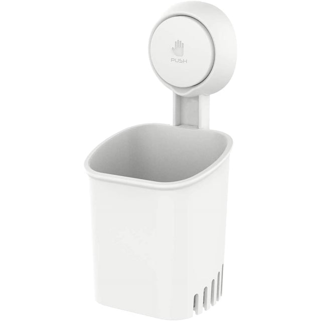 LEVERLOC Suction Shower Toothbrush Holder, Toothpaste Toothbrush Suction Cup in Shower, Kitchen Tableware Holder, Self-draining for Bathroom Wall, Drill-Free Removable