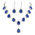 thumbnail image 2 of QIQUWOHUL 1 Set Women Necklace Earrings Water Drop Shaped Jewelry Sparkling Luster Jewelry Set For Prom Blue, 2 of 9