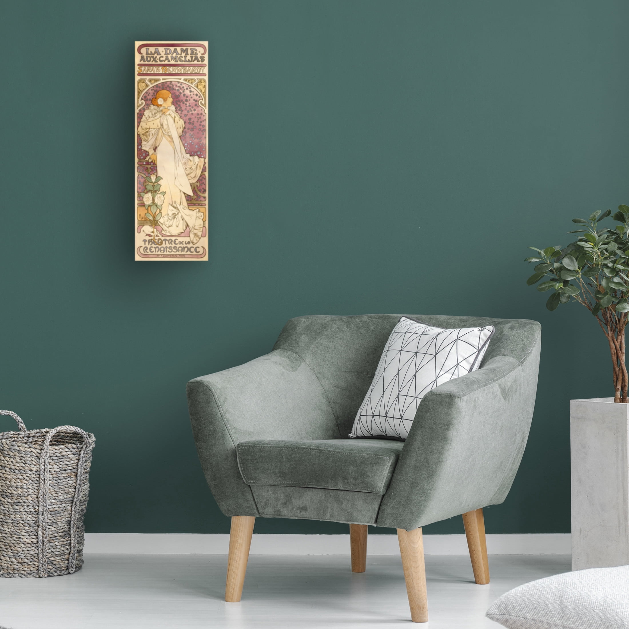 Canvas Wall Art - Alphonse Mucha 'The Lady of the Camellias - Sarah Bernhardt, 1896' Wall Art for Living Room, Bedroom, or Office Décor by Trademark Fine Art - 10 x 32 Inches