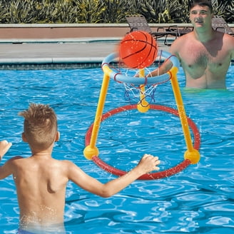 SwimWays Poolside Basketball Hoop, Heavy-Duty Water Sport Game Set