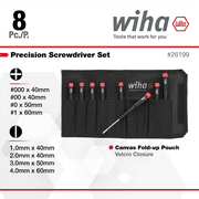 WIHA Tools 8 Piece Precision Slotted and Phillips Screwdriver Set