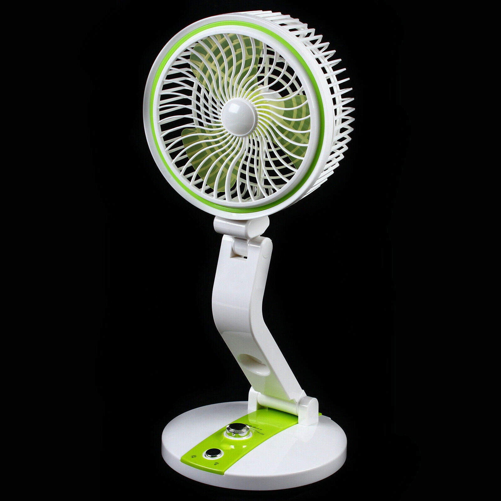 Miumaeov Solar Power Fan Tabletop with LED Light Portable Desk Rechargeable Fan w/ Cable