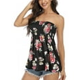 thumbnail image 3 of Hirigin Women Sexy Strapless Tube Tops Sleeveless Floral Print Pleated Tube Top Shirt Summer Smocked Tube Top Tanks, 3 of 6