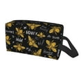 thumbnail image 2 of Goofa Hohey Bee Golden Embroidery Printed Toiletry Bag with Handle,Large Capacity Travel Makeup Cosmetic Bag for Women, Carry on Airport Airline Compliant Bag, 2 of 9