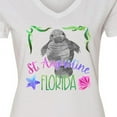 thumbnail image 4 of Inktastic St. Augustine Florida Cute Swimming Manatee Women's V-Neck T-Shirt, 4 of 5