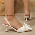 thumbnail image 3 of Generic Bow Slingback Kitten Heels for Women, Pointed Toe Pumps with Faux Suede Upper and Adjustable Strap for Office and Formal Events, 3 of 7