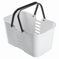thumbnail image 2 of Sturdy Transparent Plastic Bathroom Organizer Basket with Handle - Elevated Square Design for Space-Saving Storage, Built-in Drainage System, Large Capacity for Toiletries, Cosmetics & Miscellaneous, 2 of 6