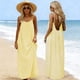 thumbnail image 1 of TaTaai Women's Fashion Linen-Like Plaid Backless Sleeveless Spaghetti Strap Flowy Long Sundress Casual Comfortable Summer Maxi Cami Dress Gift, 1 of 9