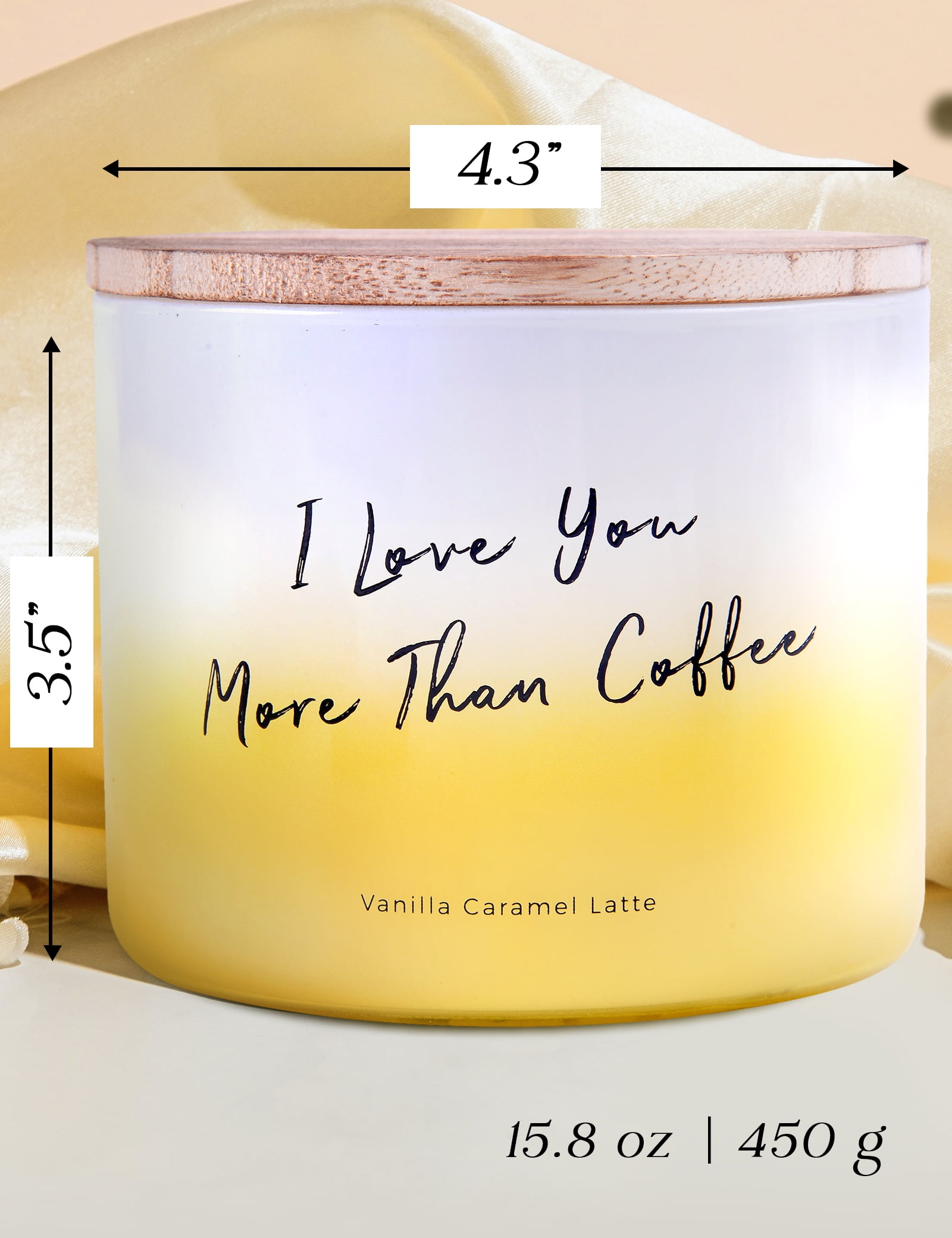 Vanilla Caramel Latte Coffee Candle 3 Wick Large Soy Scented Candles for Men and Women 15.8 Oz