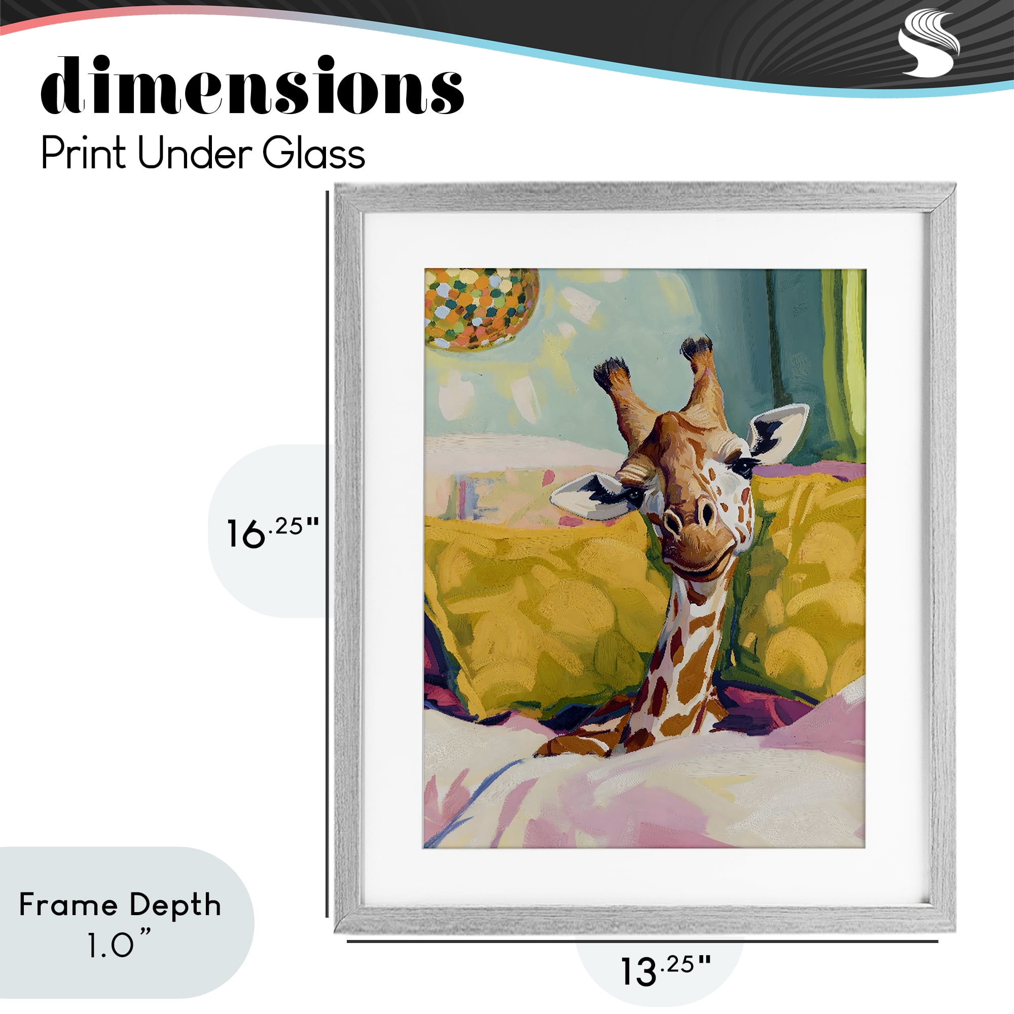 Stupell Industries Cozy Giraffe in Bed Gray Framed Print Under Glass, design by The Prints Vibe
