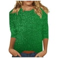 thumbnail image 2 of Xdegoge 3/4 Sleeve Sequin Tops for Women Sparkle Glitter Dressy Casual Blouses Club Party Night Going Out Top Trendy Tunic Tshirts New Years Eve Outfits, 2 of 6