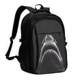 thumbnail image 1 of Balery Black And White Shark Mochila con carga USB para hombre y mujer - Mochila impermeable y antirrobo para laptop con puerto USB para viajes, trabajo, 1 of 7