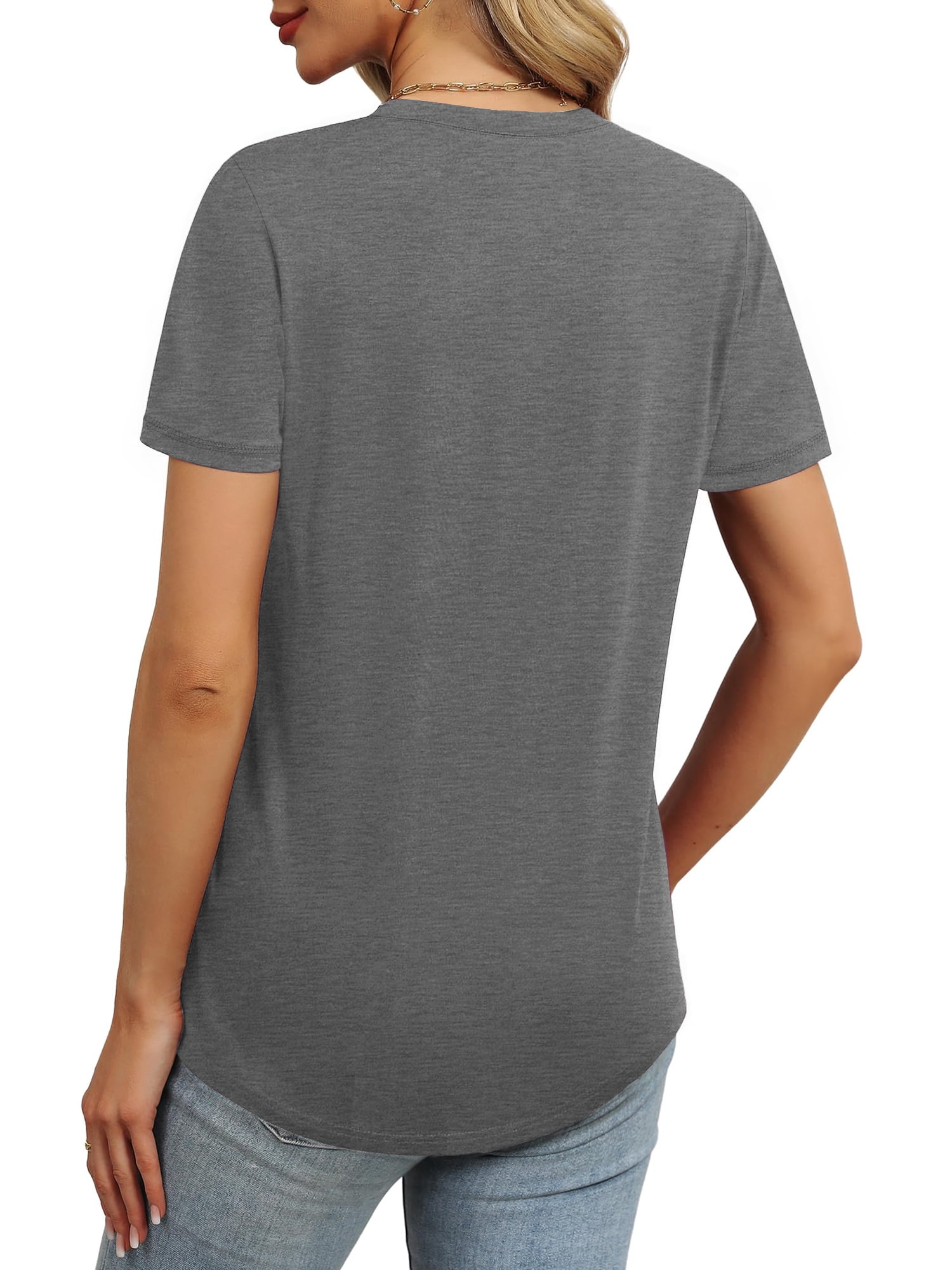 MOSHU 3 Pack T-Shirts for Women Short Sleeve Summer Womens Tops Casual Curved Hem Shirts Beach Outfits
