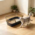 thumbnail image 2 of HWRETIE Semi Enclosed High Sided Cat Litter Box Splash Proof Open Top Design Spacious Cat Toilet for Cats Under 10 Pounds Easy Clean Indoor Litter Tray, 2 of 3