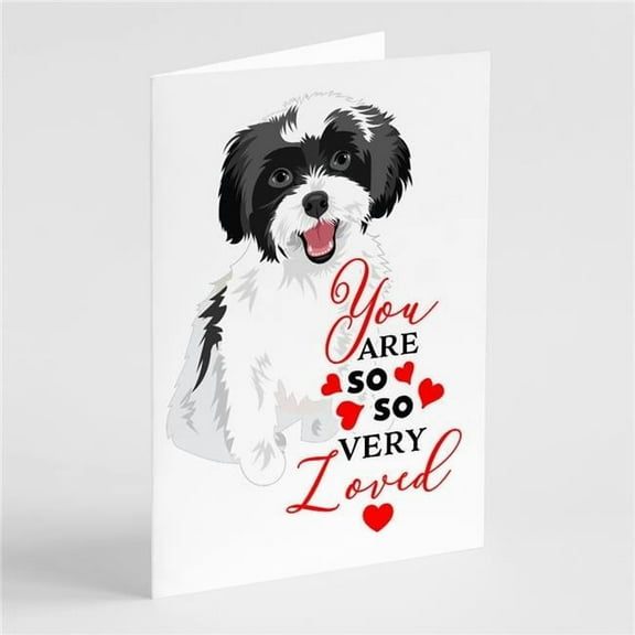 Shih-Tzu Black and White #3 so Loved Greeting Cards and Envelopes Pack of 8 7 in x 5 in