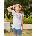 thumbnail image 2 of Arshiner Girls T Shirts Ruffle Short Sleeve Ruched Knot Side Tunic Blouse Summer Tee Tops, 2 of 6