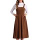 thumbnail image 1 of Vestido midi casual sin mangas de cuello cuadrado y ribete para mujer Inspire Chic, color marrón, talla XS, 1 of 6