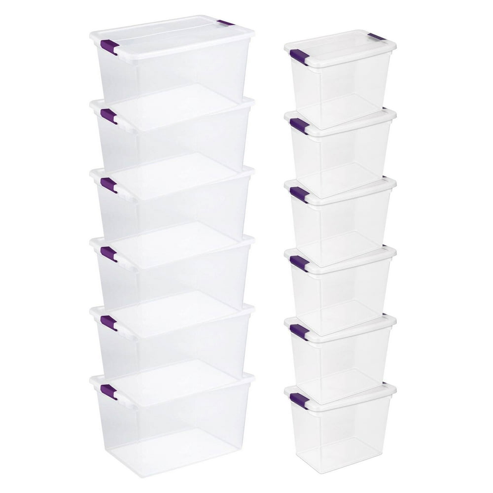 Sterilite 66 Quart Clear Storage Container Box (6 Pack) + 27 Quart Tote