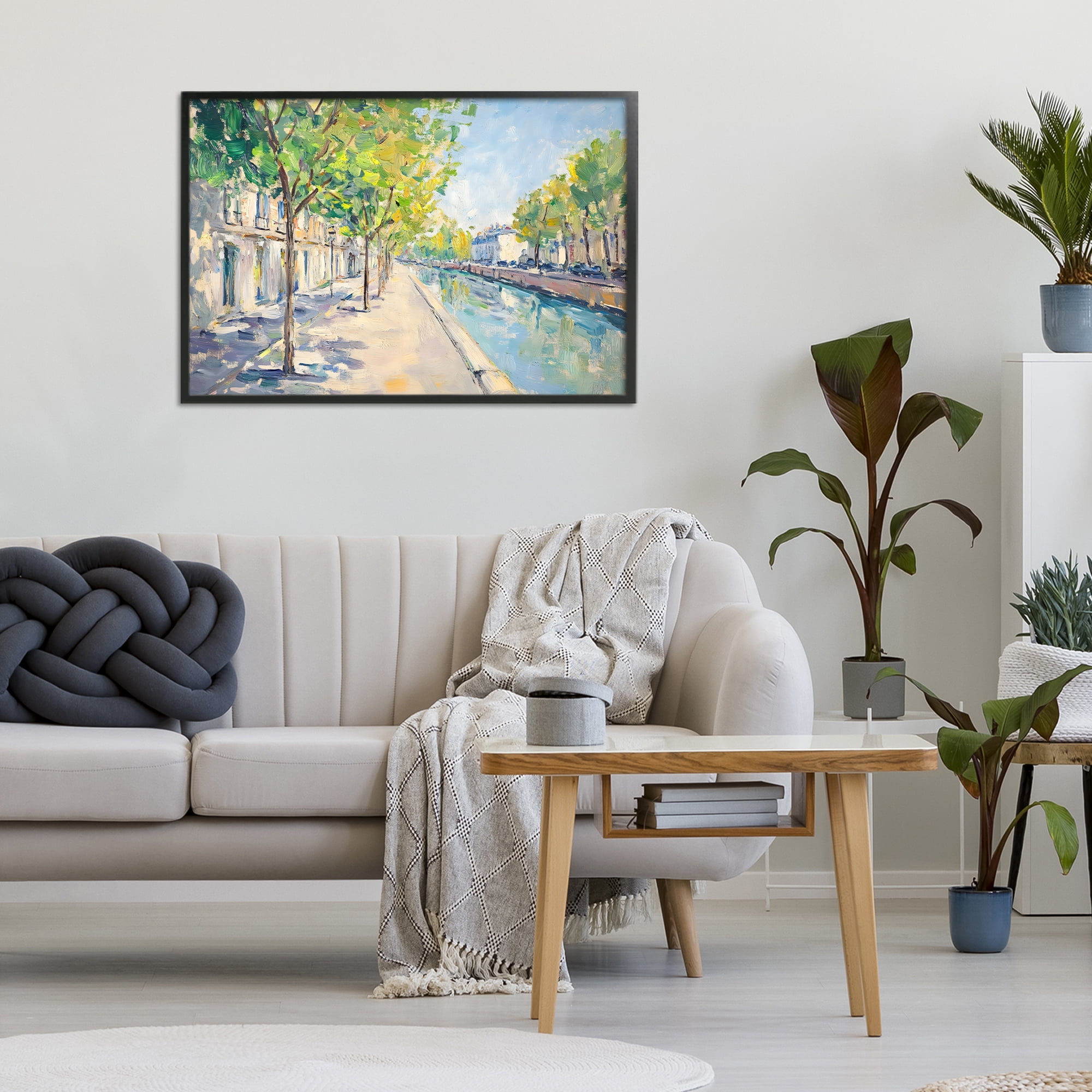 Stupell Industries Montrouge Canal Promenade Black Framed Giclee Art, design by Creative Studio