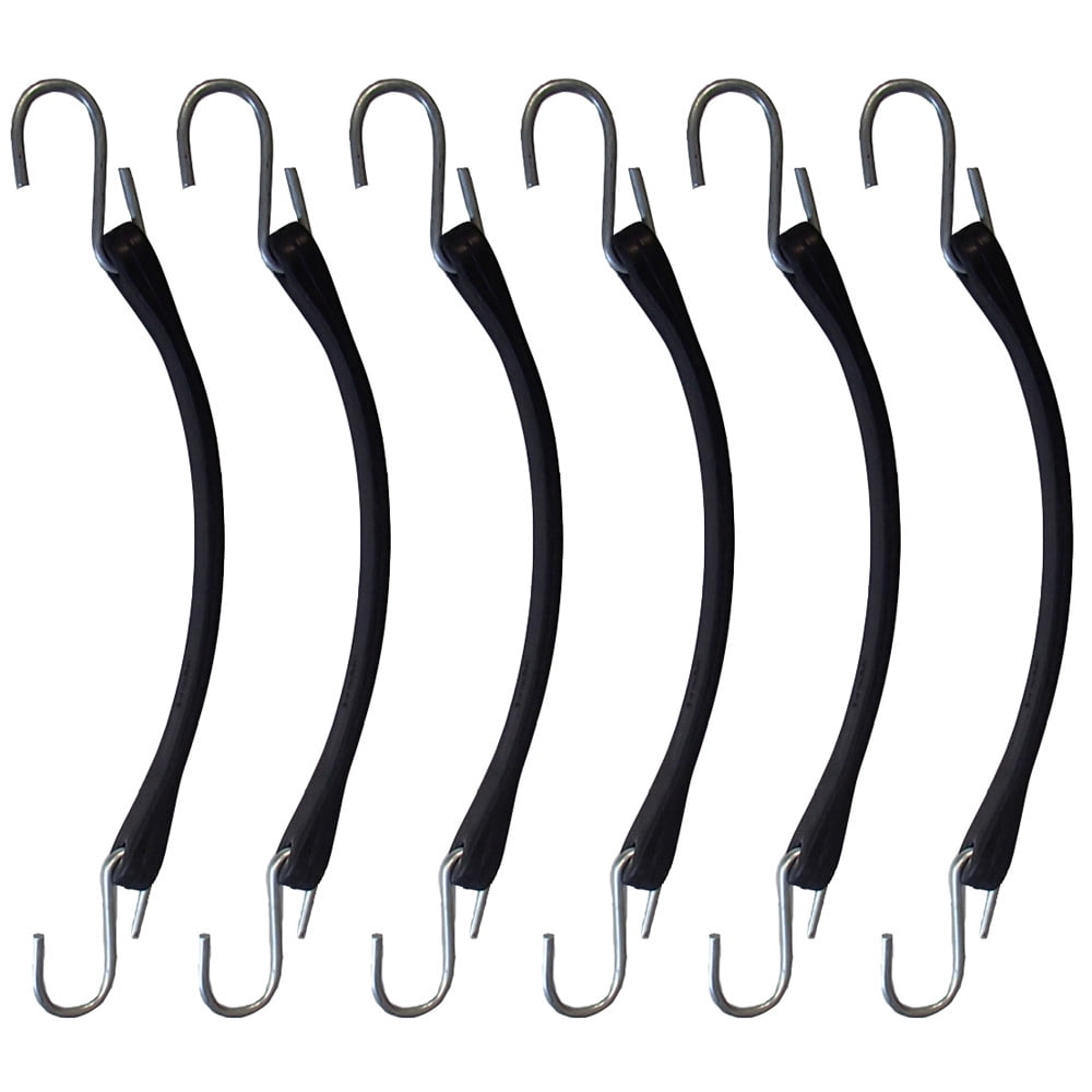 RAParts Six (6) 9" Heavy Duty Natural Black Rubber Tarp Straps (Bungee Cords) w/ Hooks