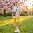 thumbnail image 4 of High Waisted Leggings for Women - Full Length Capri Buttery Soft Yoga Pants for Workout Athletic Yellow L, 4 of 8