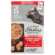 Pure Balance Classic Starters Gourmet Cat Treats, Shredded Chicken & Beef in Broth, 1.4 oz, 5 Pack