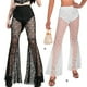 thumbnail image 5 of Pantalones largos sexis de Pierna ancha Minnieouse Pantalones de encaje Blanco L, 5 of 6