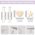 thumbnail image 2 of 1 Box 40Pcs 2 Styles 0.7mm Head Pins 18K Gold Plated Heart Pentagram Star Quilting Satin Straight Pins for Sewing Pins Dressmaker Jewelry Making DIY Craft Gold, 2 of 6