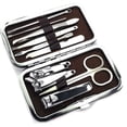 thumbnail image 6 of 10Pcs/set Stainless Steel Manicure Set Nail Clippers Cleaner Grooming Kit Nail Care Nail Trimmer Set Coffee Grid, 6 of 6