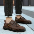 thumbnail image 5 of Mens Casual Leather Shoes Fashion Comfortable Lightweight Breathable Lace Up Loafers Walking Driving Business Working Shoes Brown 11 US, 5 of 7