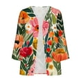 thumbnail image 4 of Ftwytp Womens Open Front Cardigan Lightweight Retro Print Cardigans 3/4 Sleeve Blouse Tops Coat Casual Duster Jackets, 4 of 5