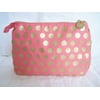 Lancome Gold Coral Polka Dot Makeup Cosmetic Purse Case Bag