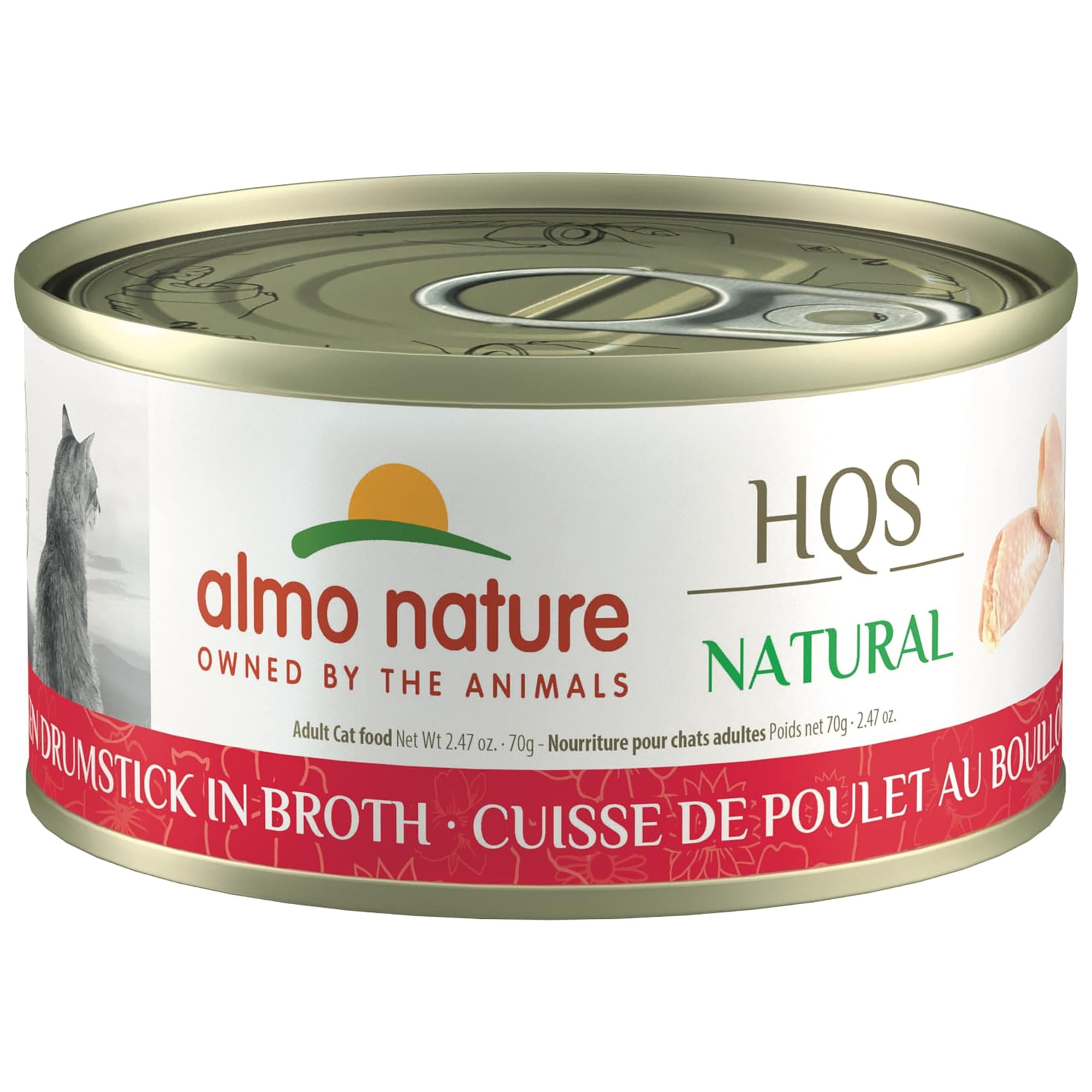 Almo Nature: HQS Natural Cat 24 Pack: Chicken Drumstick In Broth - 2.47oz Cans, Supplemental Adult Cat Canned Wet Food, Limited Ingredient, Grain Free